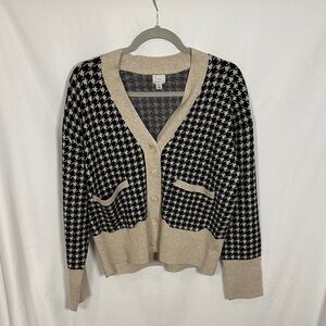 a new day Black and Cream Houndstooth Cardigan
